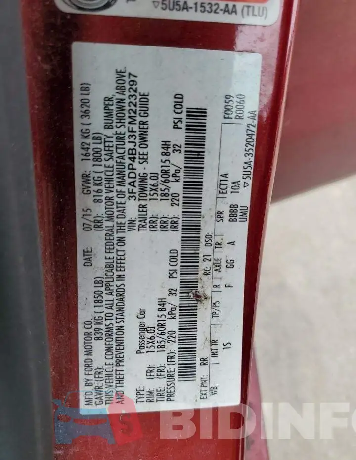 3FADP4BJ3FM223297 Photo# 12