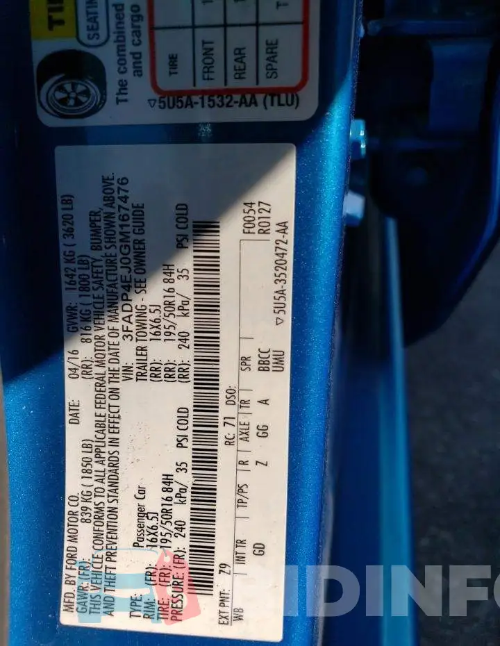 3FADP4EJ0GM167476 Photo# 13