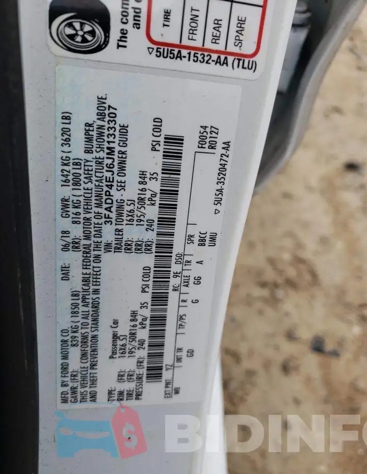 3FADP4EJ6JM133307 Photo# 13