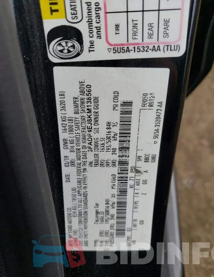 3FADP4EJ8KM138560 Photo# 12