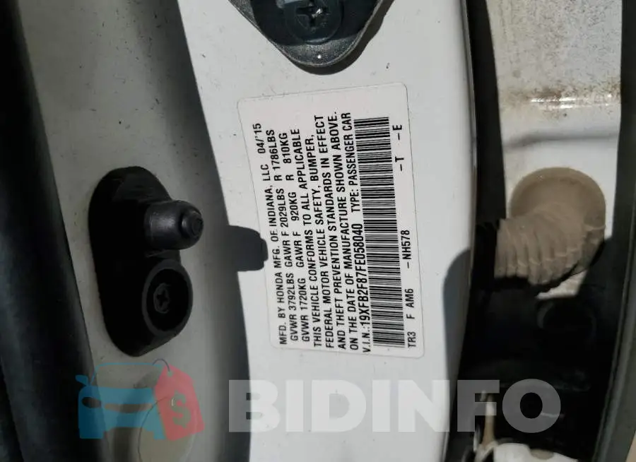 19XFB2F87FE058040 Photo# 12