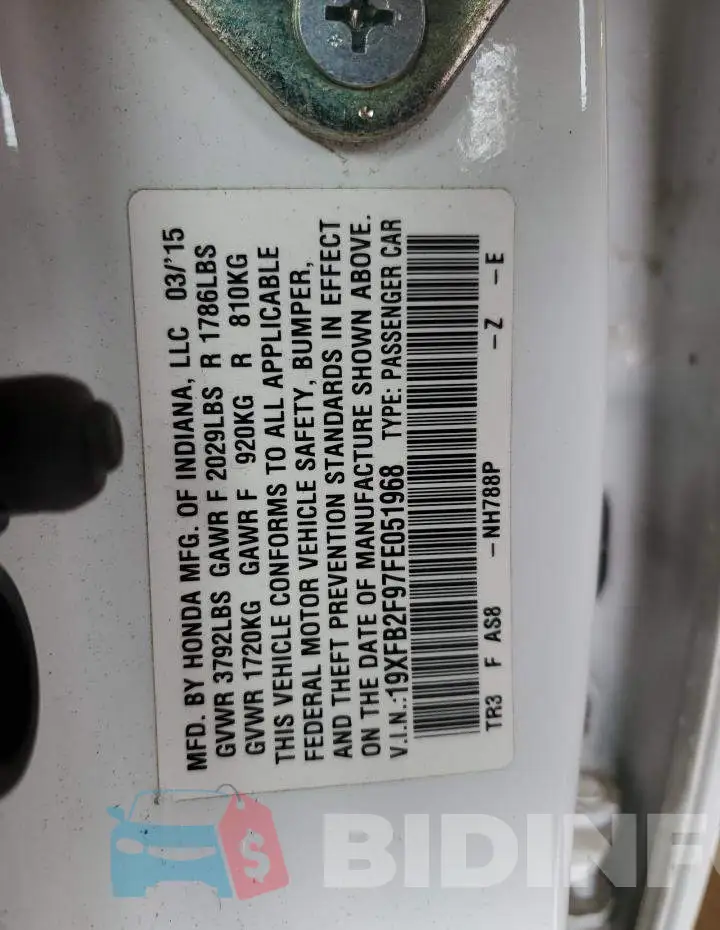 19XFB2F97FE051968 Photo# 13