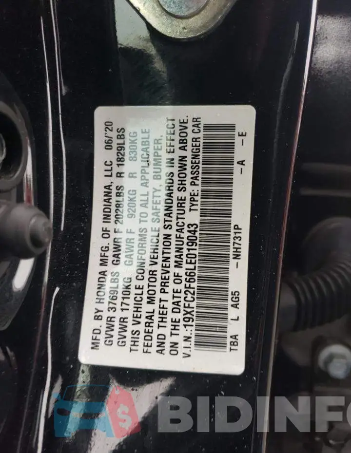 19XFC2F66LE019043 Photo# 12