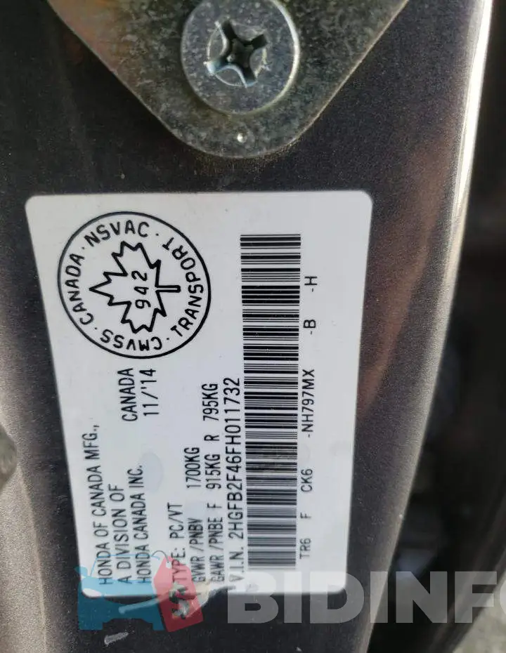 2HGFB2F46FH011732 Photo# 12