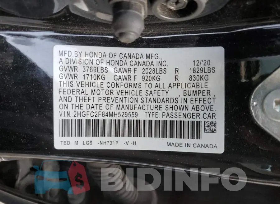 2HGFC2F84MH529559 Photo# 12