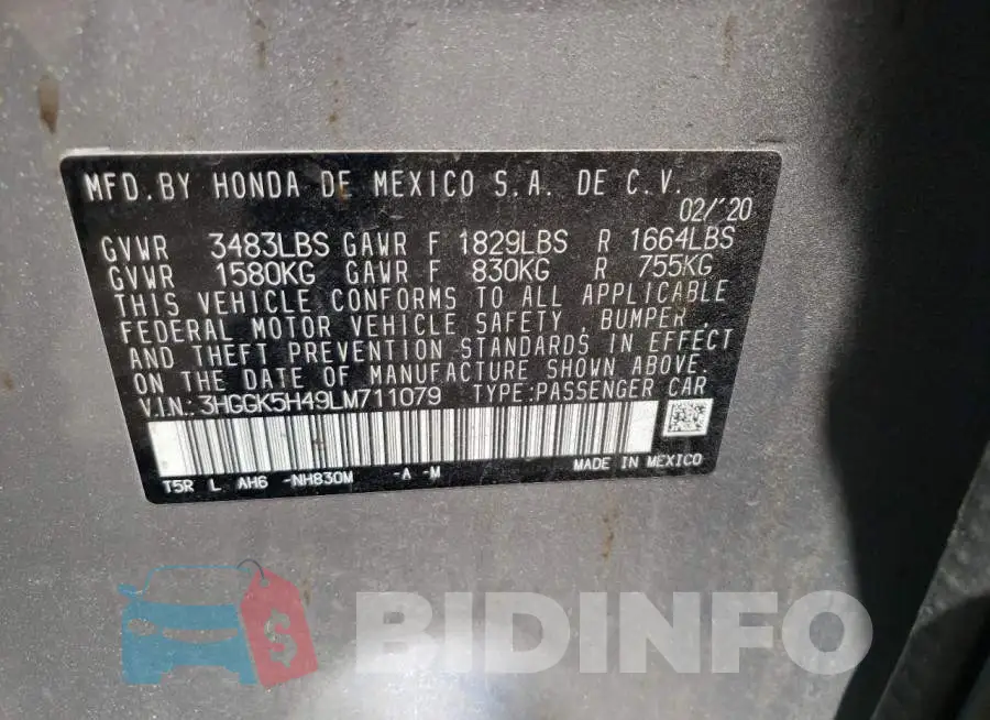 3HGGK5H49LM711079 Photo# 12