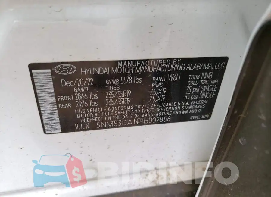 5NMS3DA14PH002858 Photo# 13
