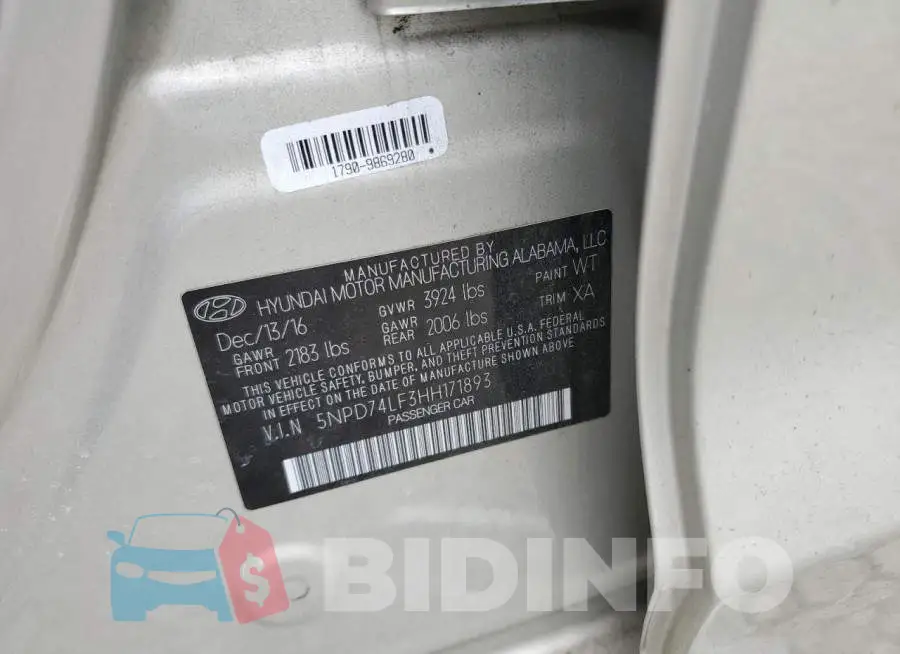 5NPD74LF3HH171893 Photo# 12
