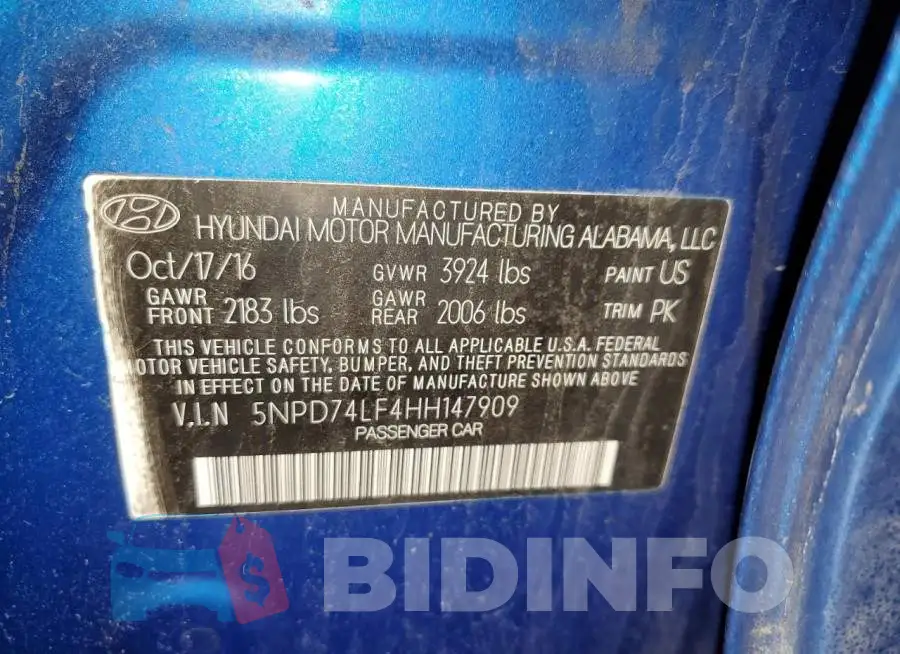 5NPD74LF4HH147909 Photo# 12