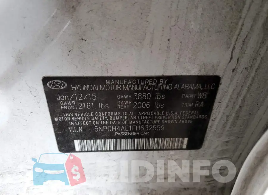 5NPDH4AE1FH632559 Photo# 12
