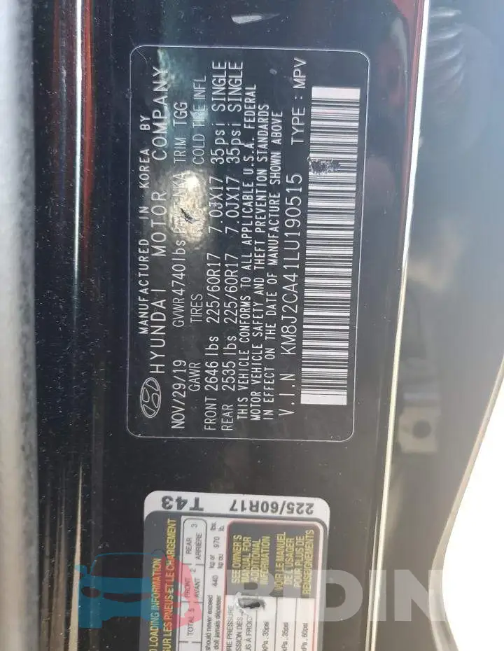 KM8J2CA41LU190515 Photo# 10