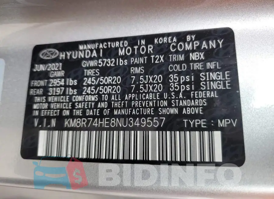 KM8R74HE8NU349557 Photo# 13