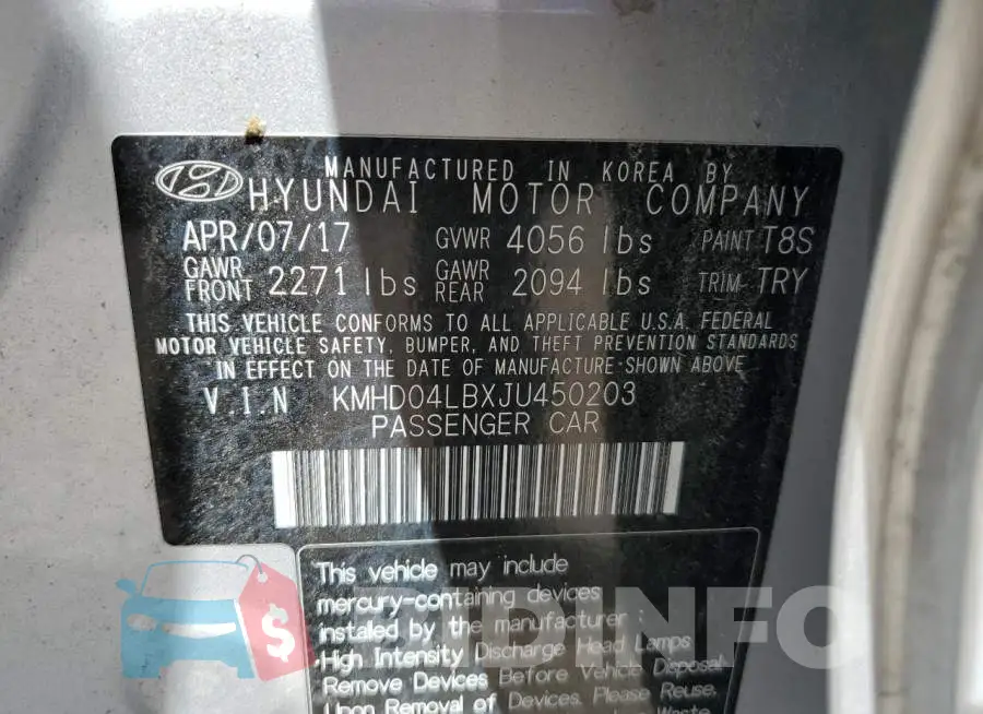 KMHD04LBXJU450203 Photo# 12