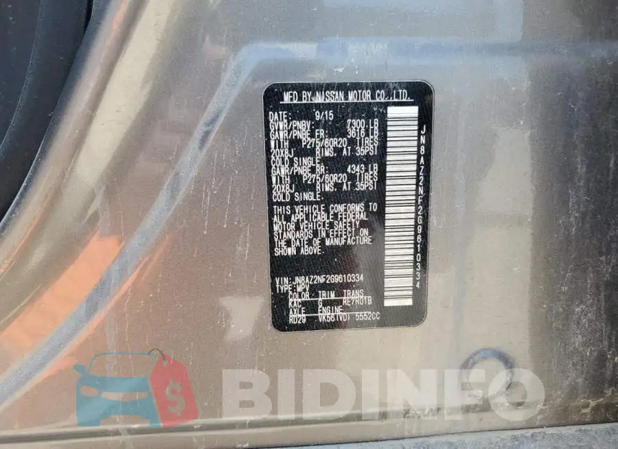 JN8AZ2NF2G9610334 Photo# 13