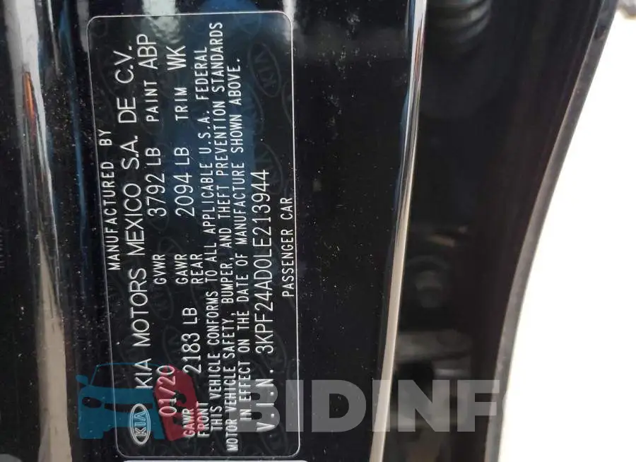 3KPF24AD0LE213944 Photo# 13