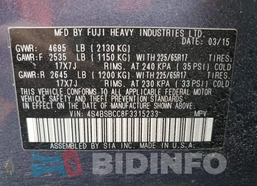 4S4BSBCC8F3315233 Photo# 12