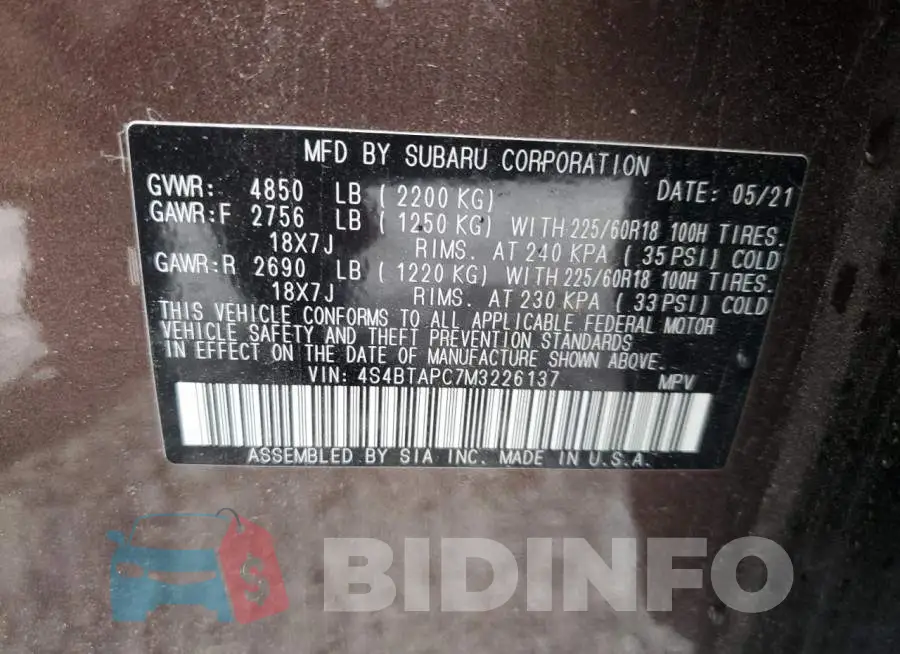 4S4BTAPC7M3226137 Photo# 13