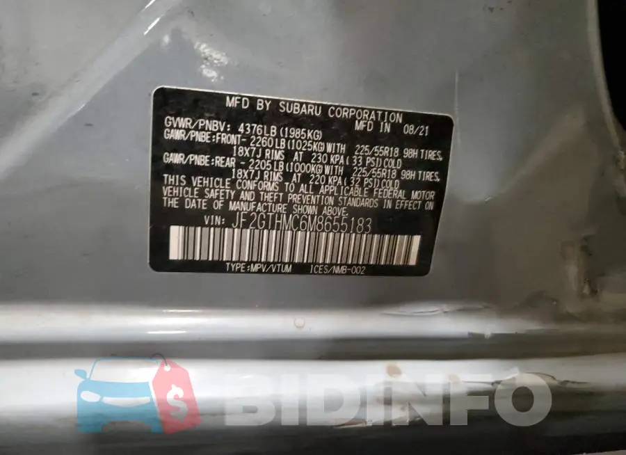 JF2GTHMC6M8655183 Photo# 13