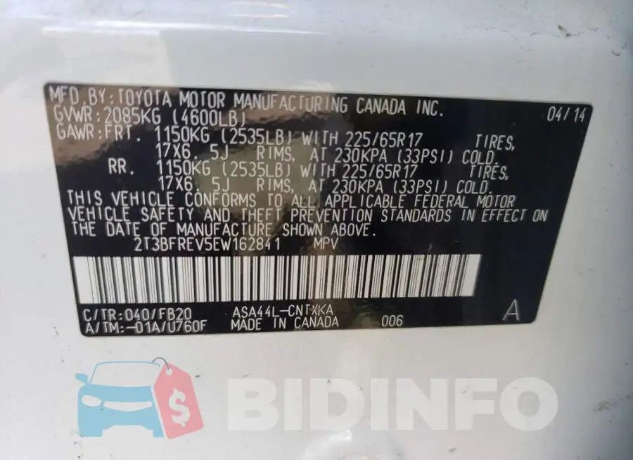 2T3BFREV5EW162841 Photo# 13