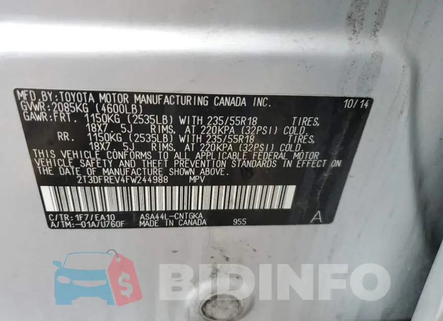 2T3DFREV4FW244988 Photo# 13
