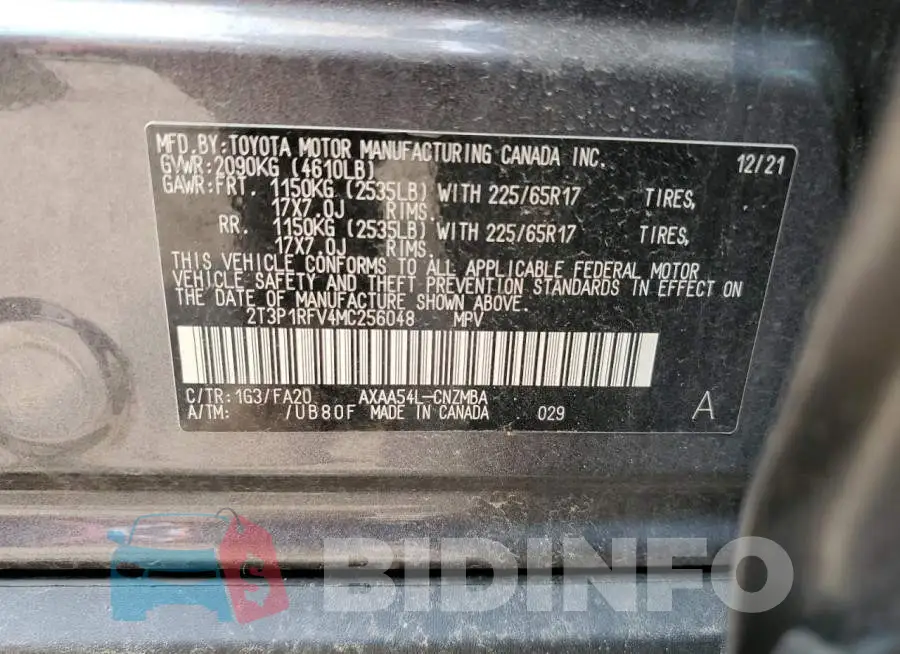 2T3P1RFV4MC256048 Photo# 13