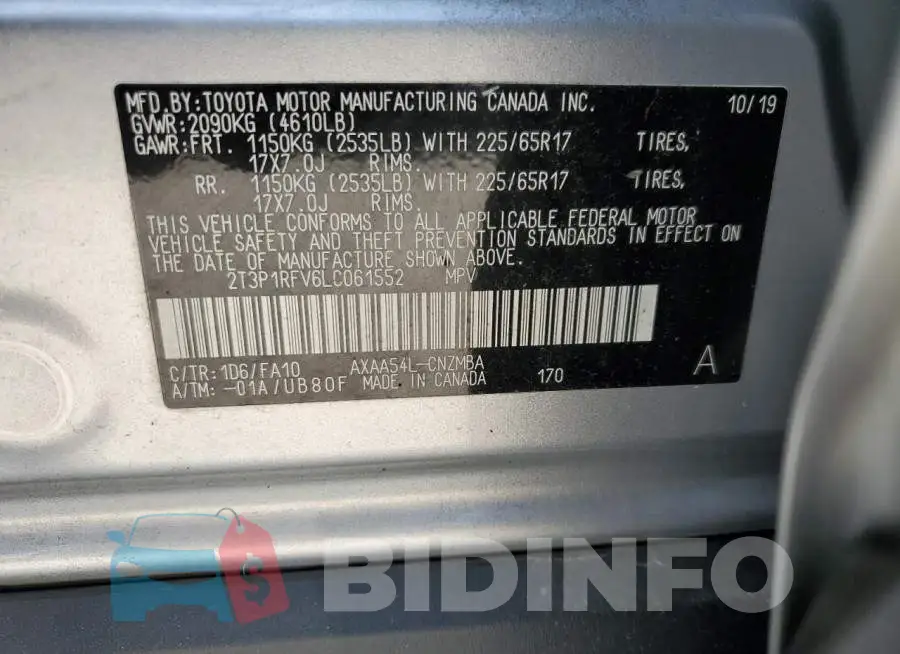 2T3P1RFV6LC061552 Photo# 13