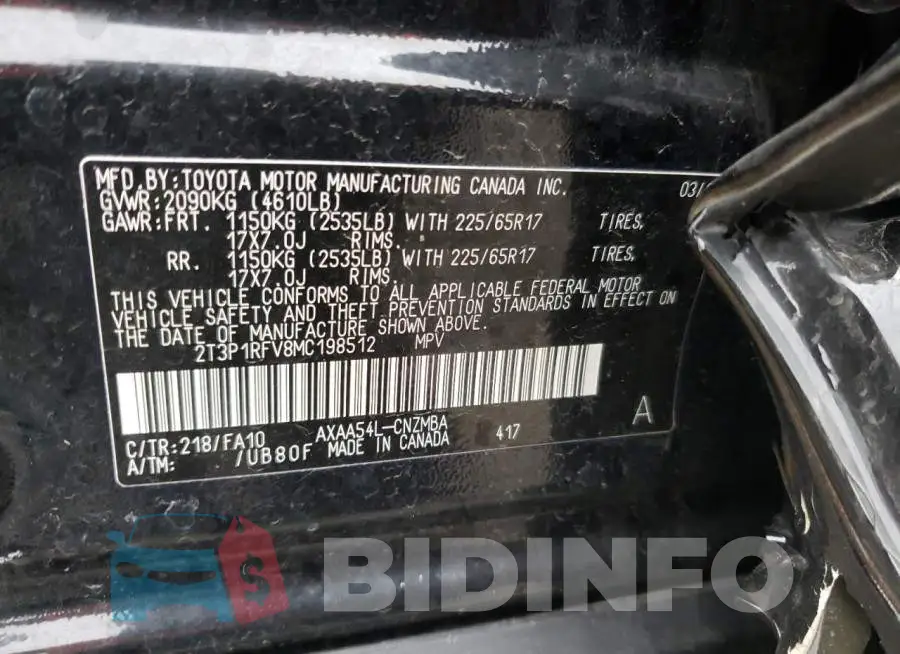 2T3P1RFV8MC198512 Photo# 13