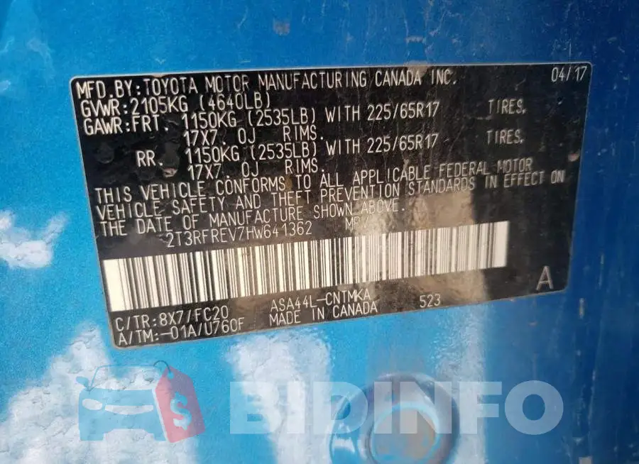2T3RFREV7HW641362 Photo# 12