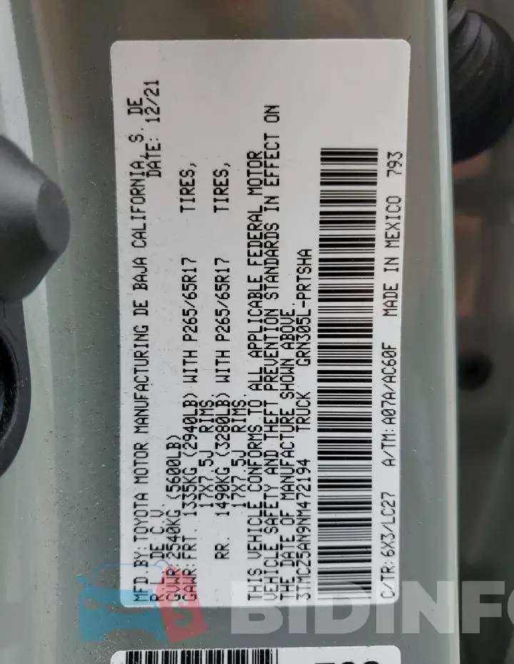3TMCZ5AN9NM472194 Photo# 12