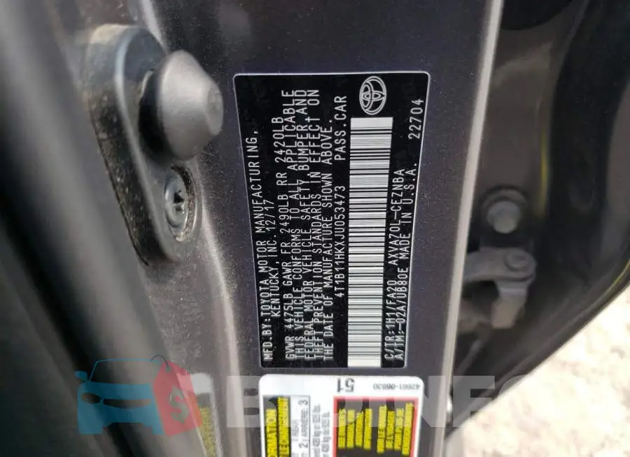 4T1B11HKXJU053473 Photo# 12