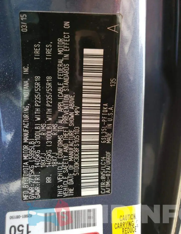5TDDK3DC8FS105103 Photo# 14