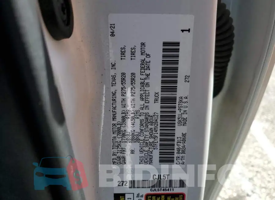 5TFEY5F14MX284127 Photo# 12