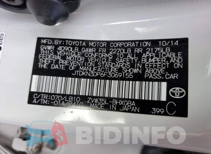 JTDKN3DP6F3069155 Photo# 12