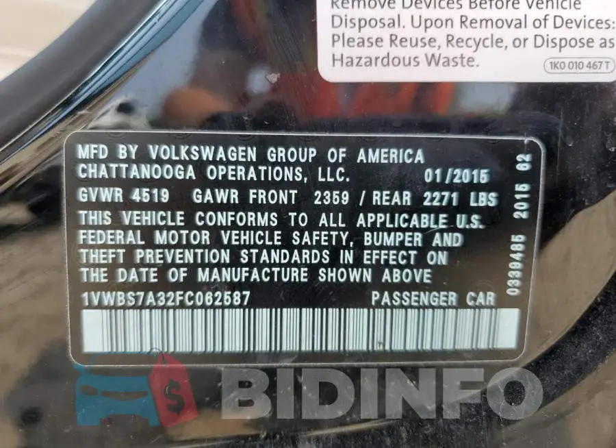 1VWBS7A32FC062587 Photo# 13
