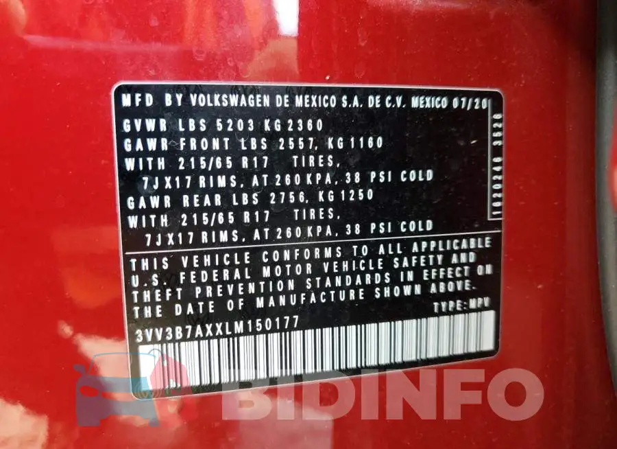 3VV3B7AXXLM150177 Photo# 13