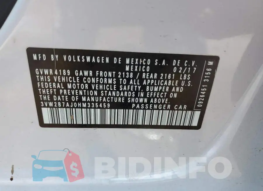 3VW2B7AJ0HM335459 Photo# 12