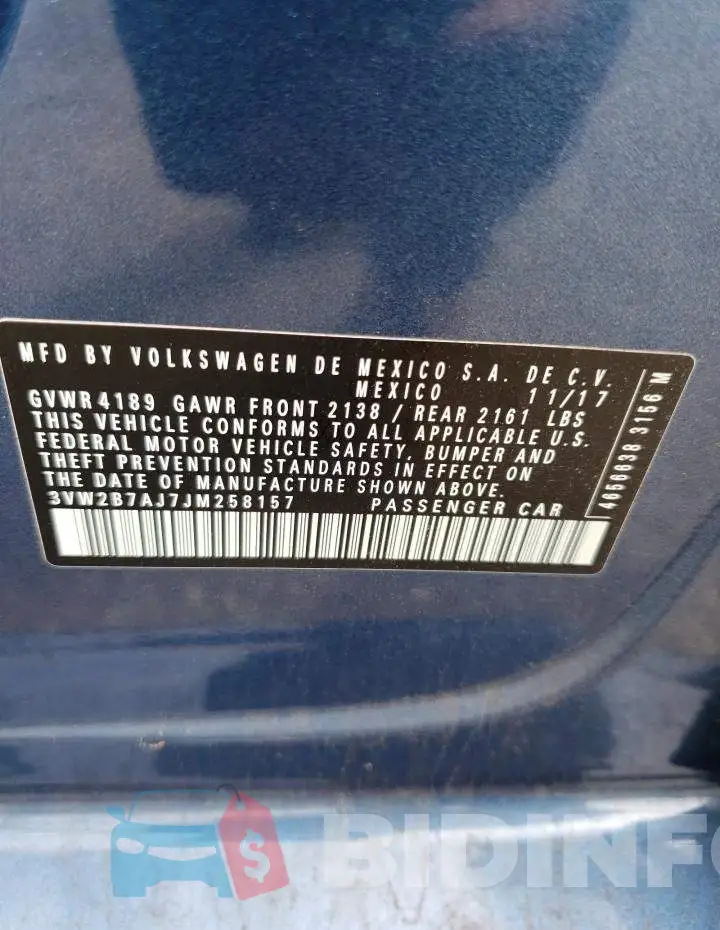 3VW2B7AJ7JM258157 Photo# 12