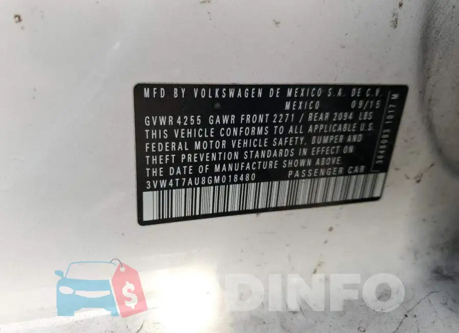 3VW4T7AU8GM018480 Photo# 12