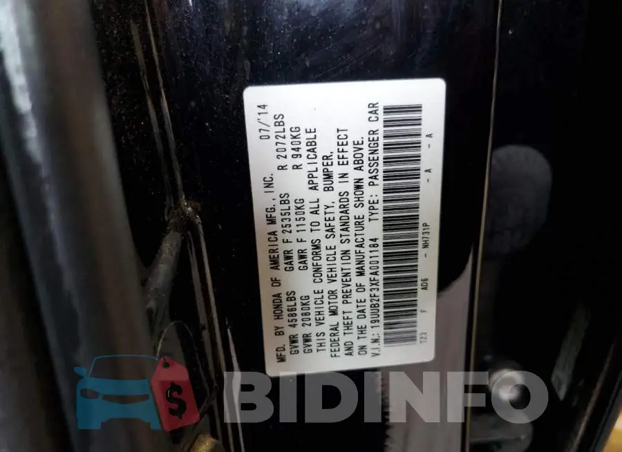 19UUB2F3XFA001184 Photo# 12