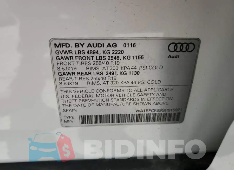 WA1EFCFS9GR015921 Photo# 13