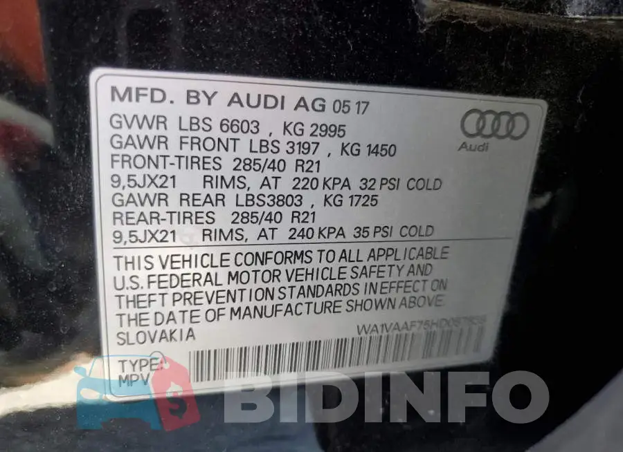 WA1VAAF75HD057838 Photo# 13