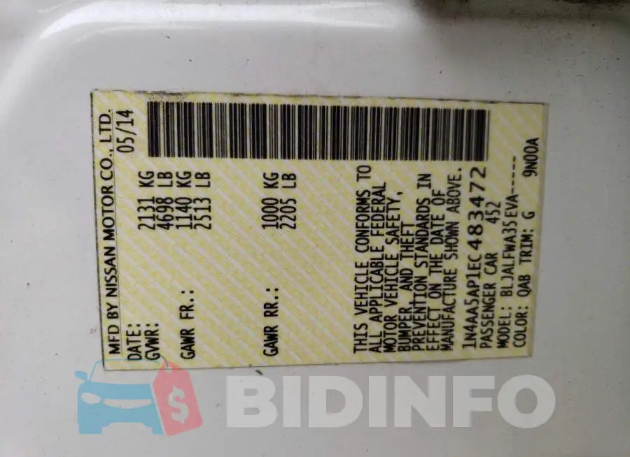 1N4AA5AP1EC483472 Photo# 13