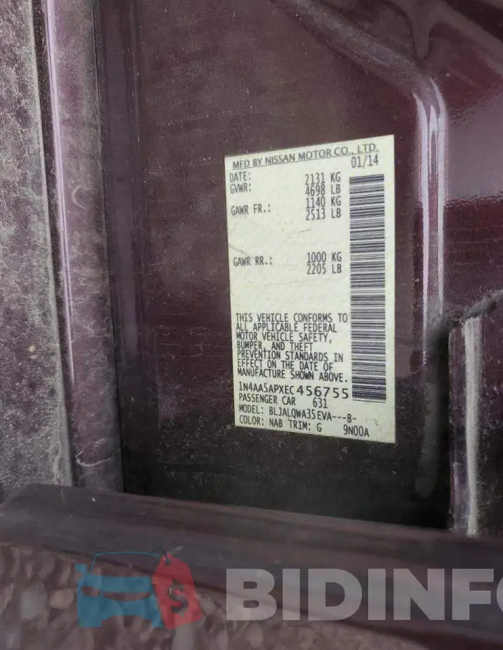 1N4AA5APXEC456755 Photo# 13