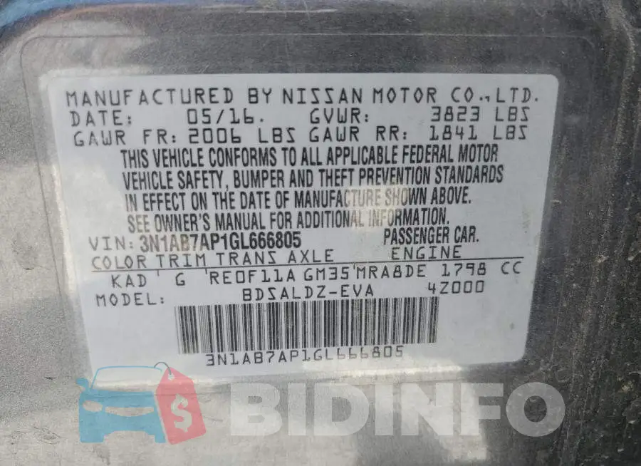 3N1AB7AP1GL666805 Photo# 12