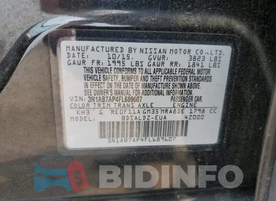 3N1AB7AP4FL689607 Photo# 12