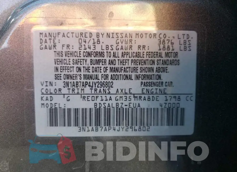 3N1AB7AP4JY296802 Photo# 13