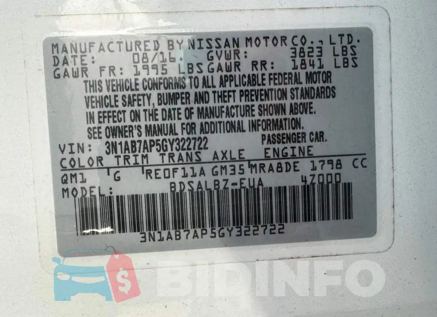 3N1AB7AP5GY322722 Photo# 10