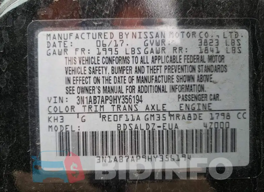 3N1AB7AP9HY356194 Photo# 10