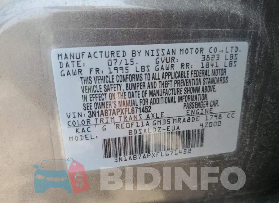 3N1AB7APXFL671452 Photo# 12