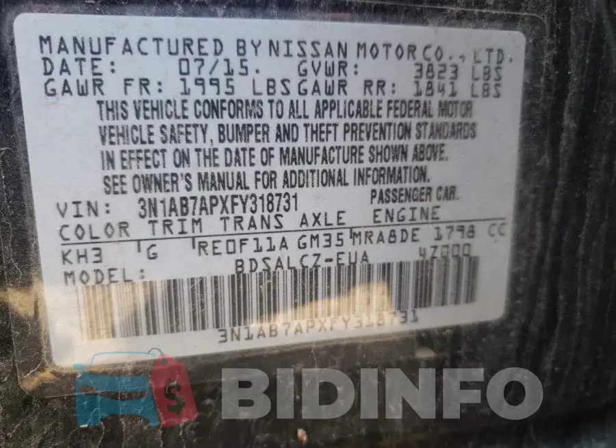 3N1AB7APXFY318731 Photo# 13